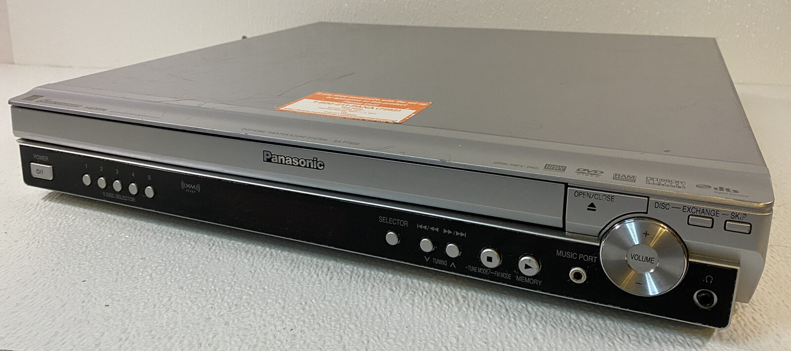 Panasonic 5 Disk DVD Home Theatre System Model #SA-PT650 Tested