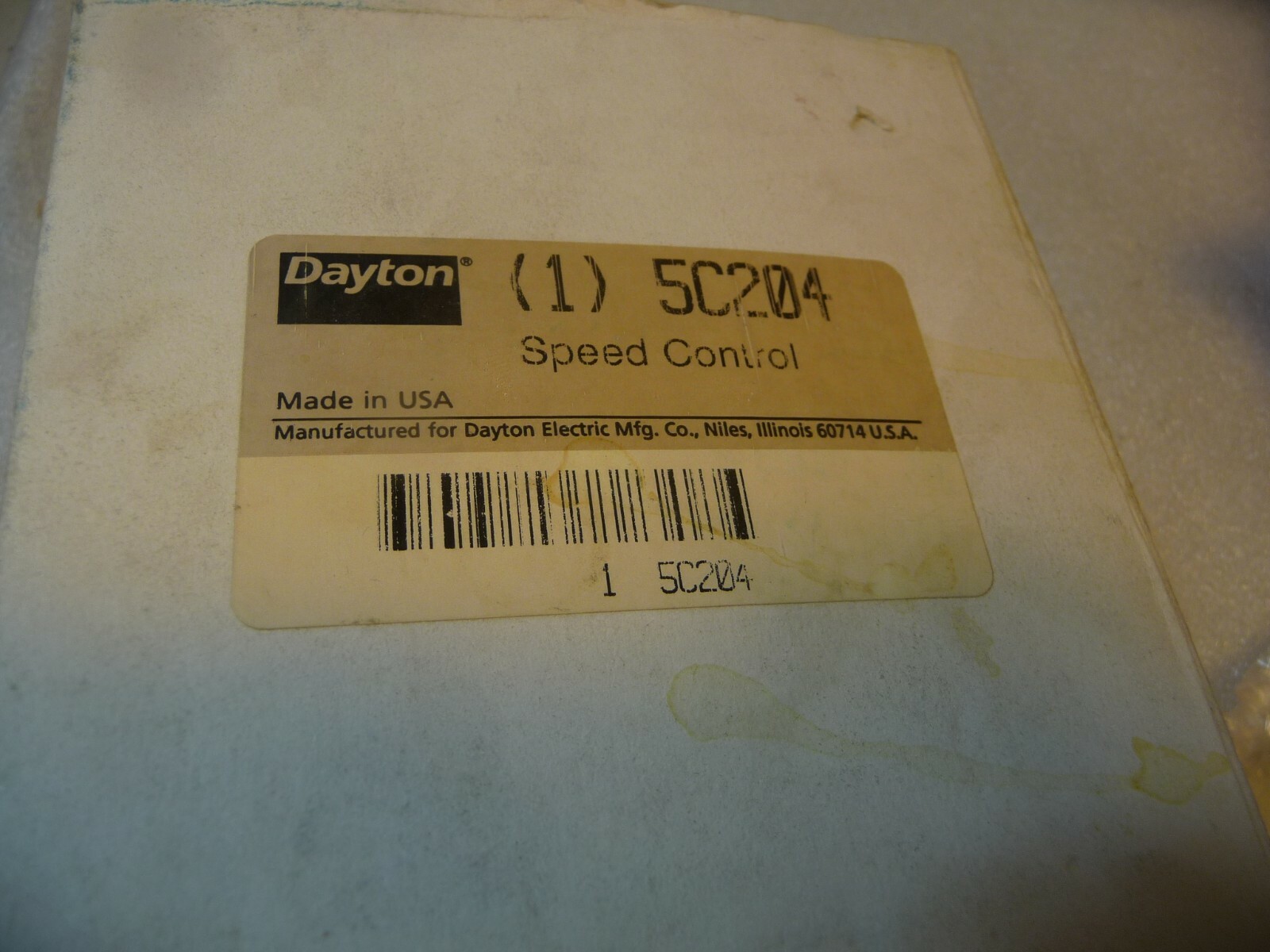 DAYTON 5C204 FAN SPEED CONTROL