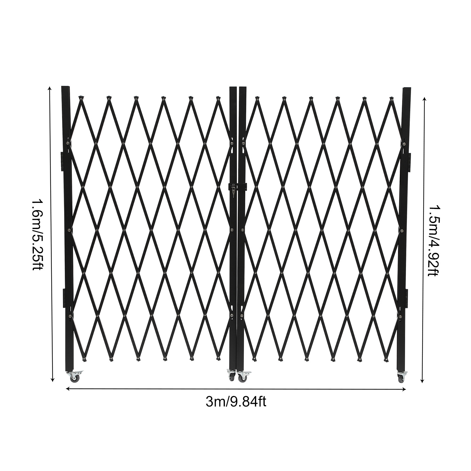 Double Folding Security Gate Rolling Folding Door Gate Expandable Scissor Gate