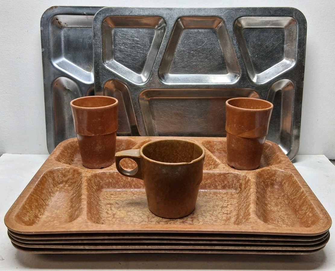 Vintage WW2 WWII American Mess Hall Meal Tray USA Collectable Lot Of 10 Items