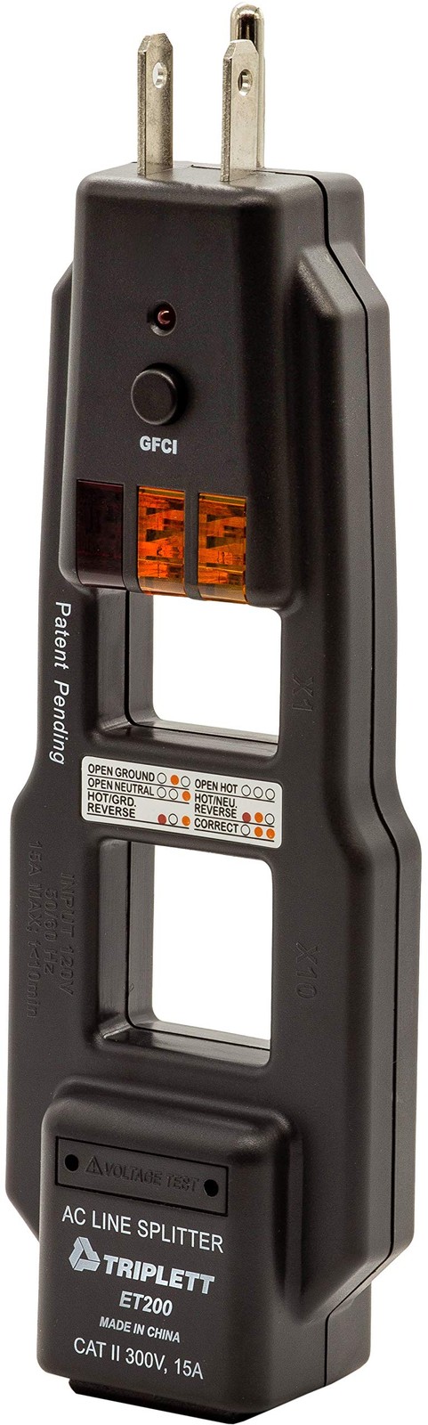 Triplett ET200 AC Line Splitter and GFCI Outlet/Receptacle ET200,