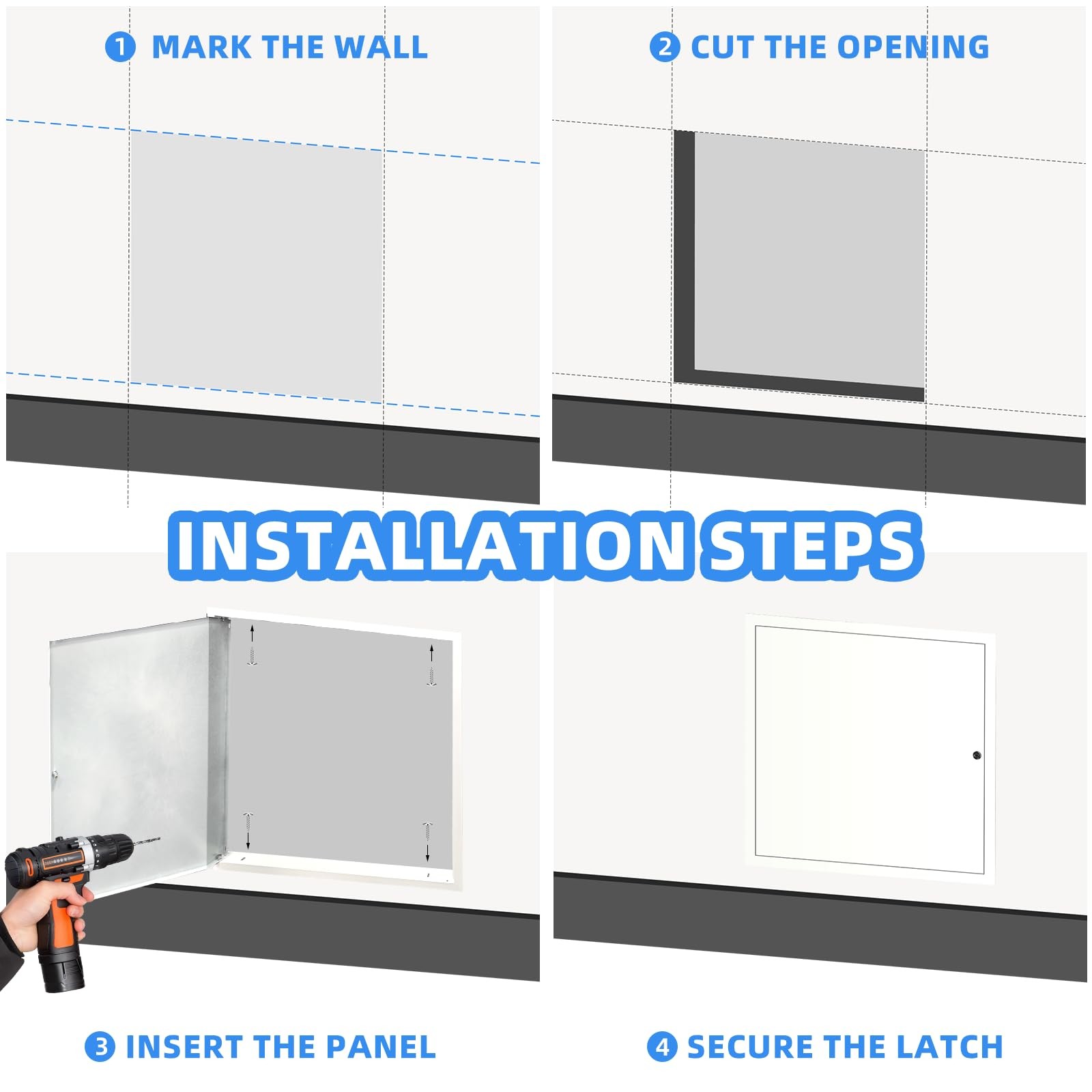 12" x 12" Metal Access Panel 1MM Thickened Access Panel for Drywall Aluminum ...