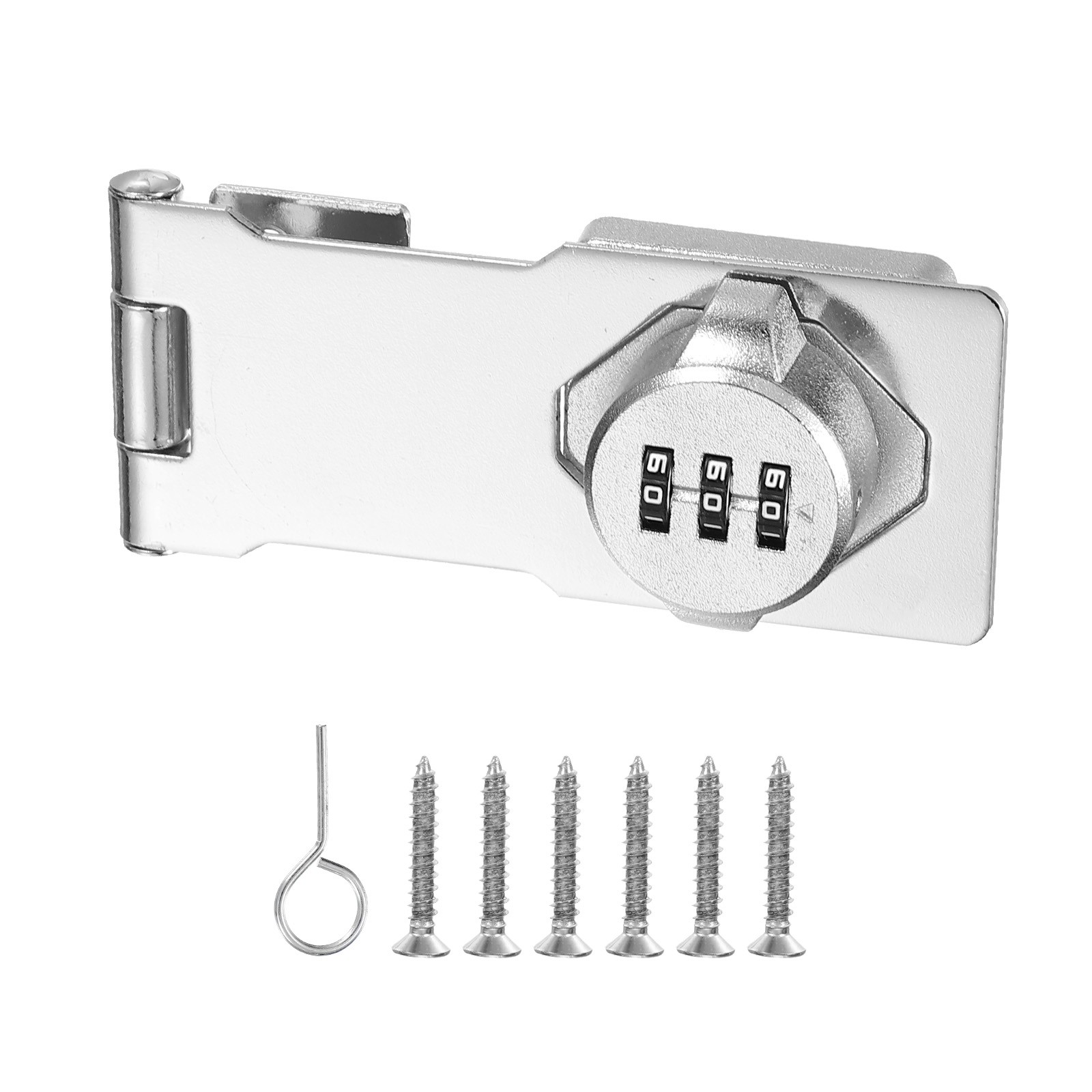 3.5" Combination Rotary Hasp Latch Lock 3-Digit Password Cabinet Silver