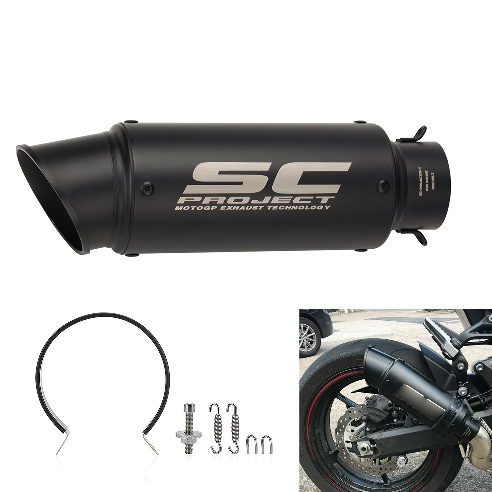 SC Slip-on Exhaust Muffler Tail Pipe 61mm 2.4'' For Motorcycle Street Bike