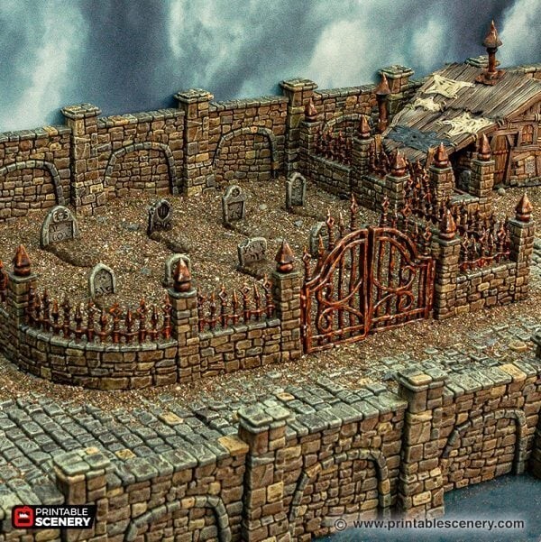 OpenLock Graveyard Corpses, Crypts 3D Printed Tabletop Terrain DND (28mm)