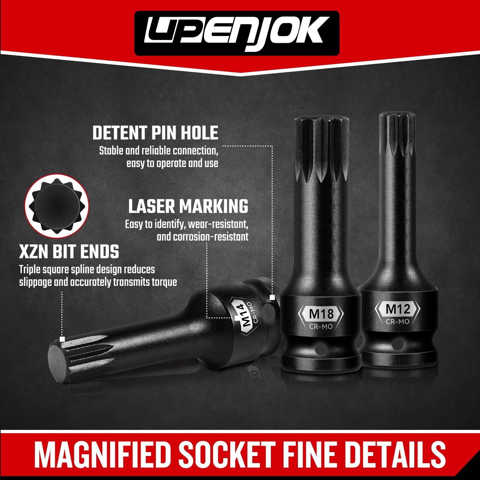 8 Pcs 1/2" Drive Impact XZN Triple Square Bit Socket Set M5-M18