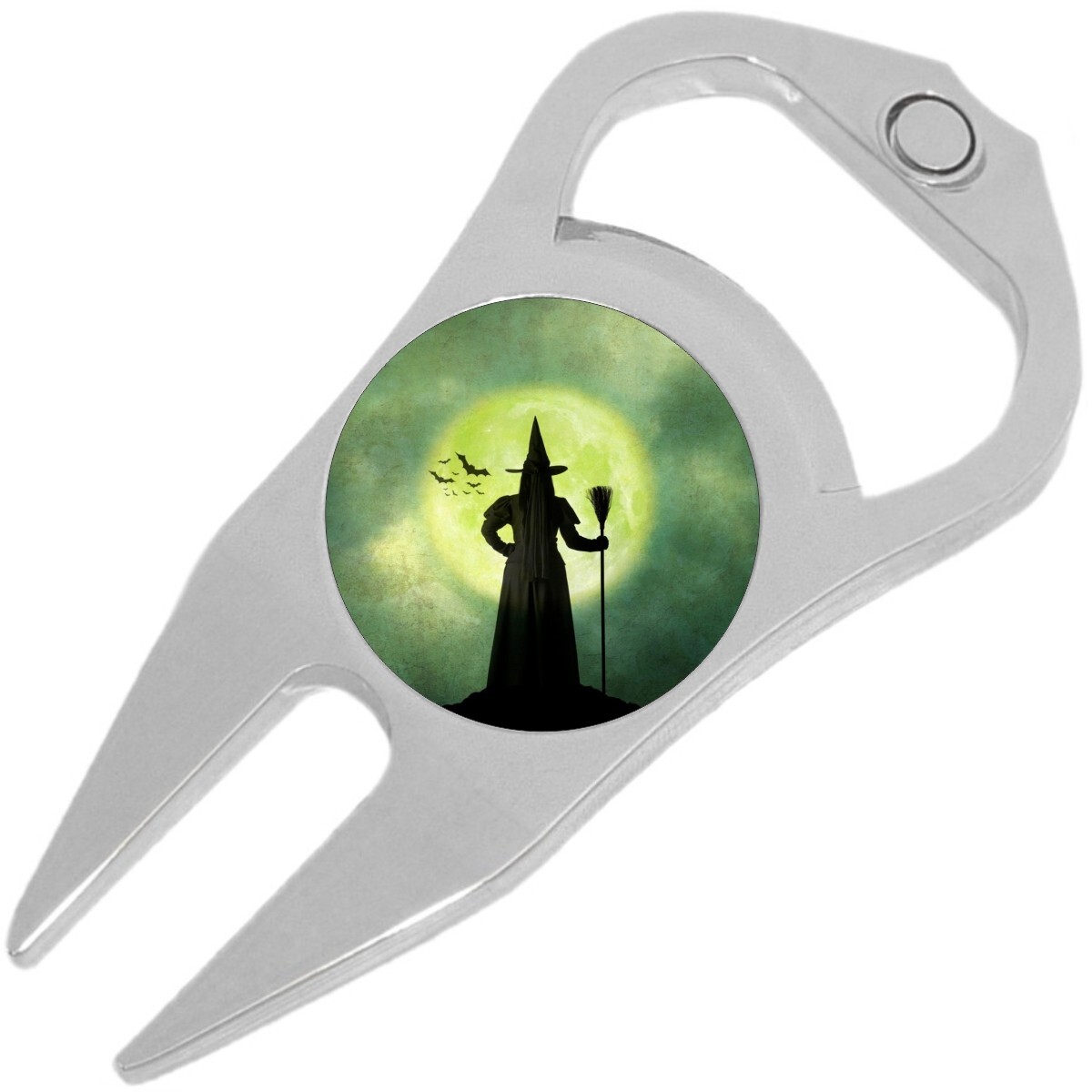 Black Witch Green Moon Golf Ball Marker Divot Repair Tool Bottle Opener