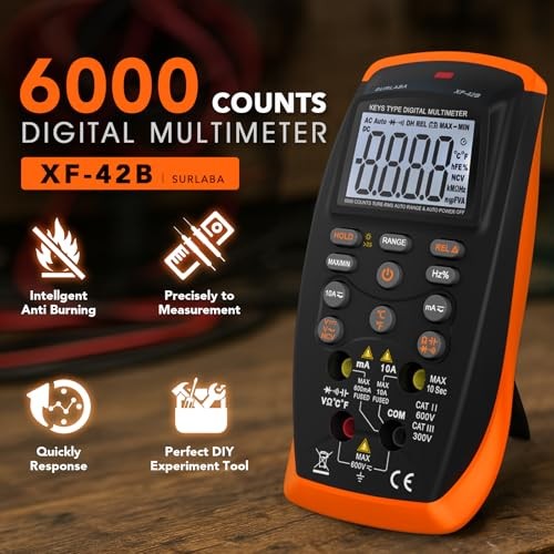 Multimeter Tester TRMS 6000 Counts, Voltage Meter with NCV, Backlight, 42B-O