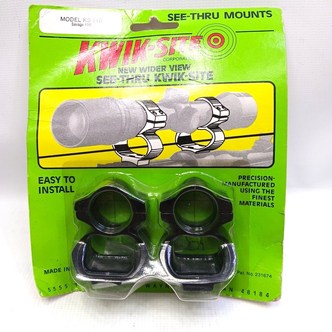 Vtg Kwik Site See Thru Mounts Wider View Model KS-110 for Savage 110