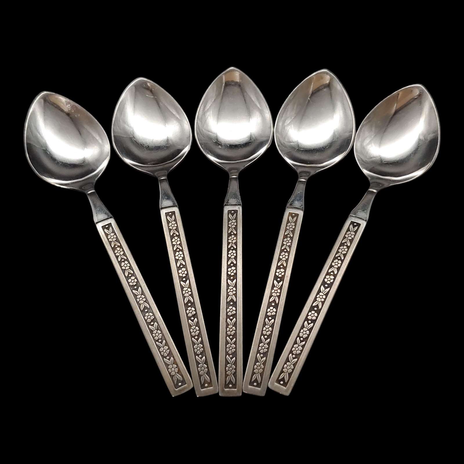 5 Oneida Phoenix Profile Dinner Soup Spoons - 6 7/8" Stainless Steel
