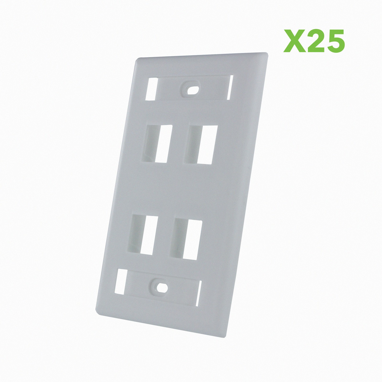 25 X 4-Port Keystone Jack RJ45 CAT Network Faceplate Wall Plate- White w/Windows
