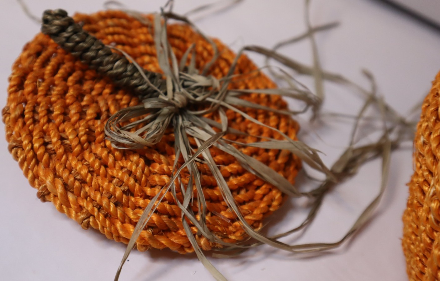 Woven Pumpkin Basket with Lid Fall Thanksgiving Decor Orange