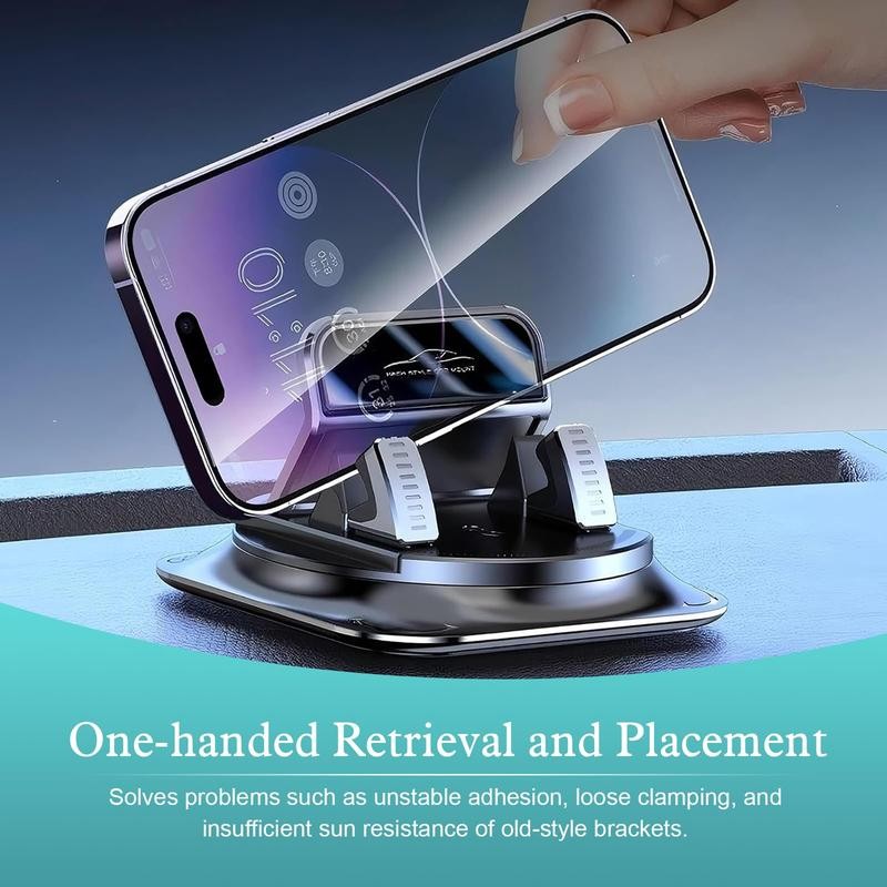 Self-Adhesive Car Phone Holder Dashboard Navigation Bracket 360-Degree Rotation