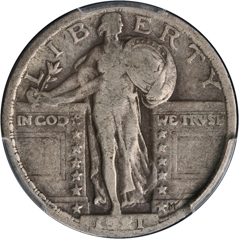 1921 Standing Liberty Quarter PCGS F15 Key Date Great Eye Appeal Nice Strike