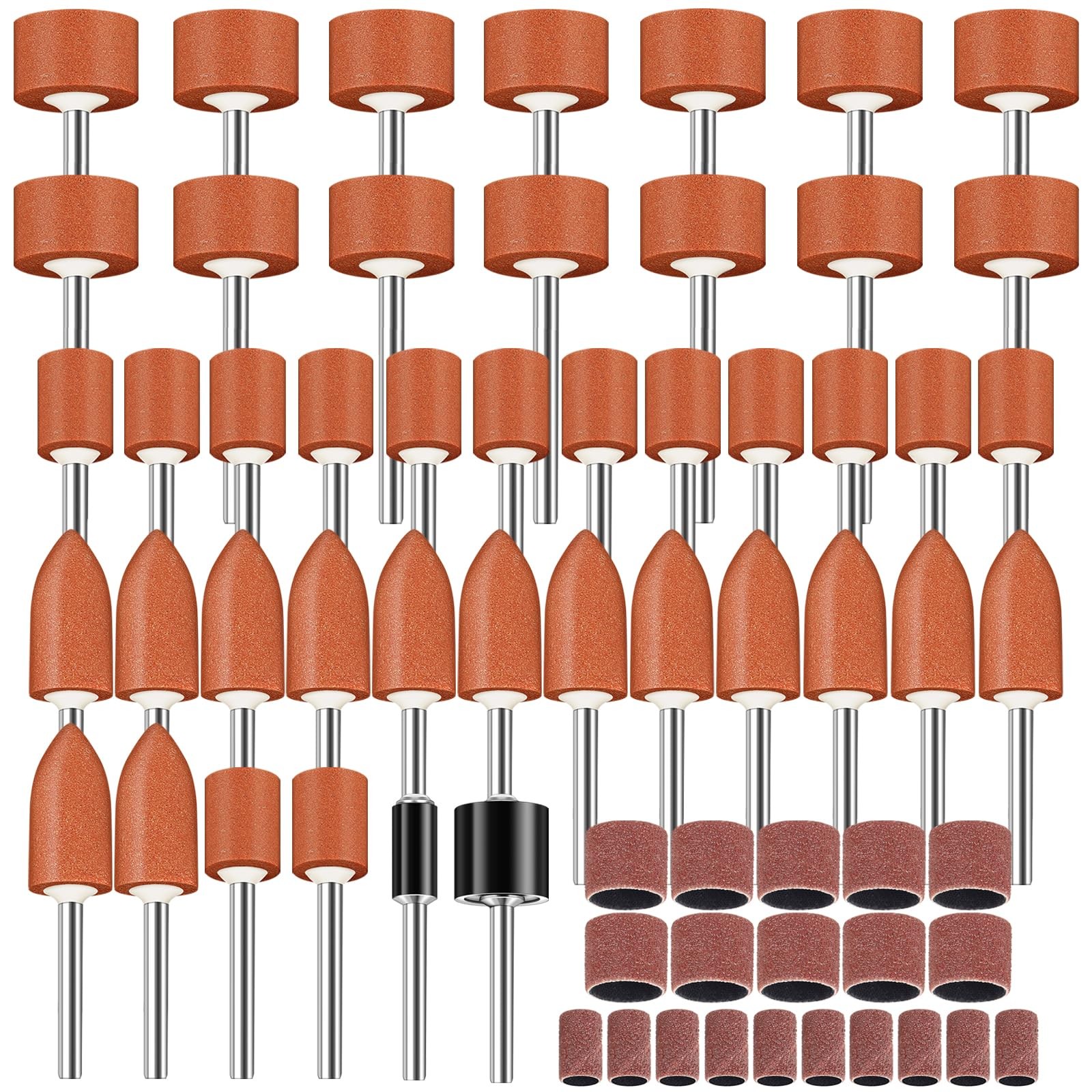 64Pcs Sanding Bits for Dremel Rotary Tools, 1/8" Shank Aluminum Oxide Grinding