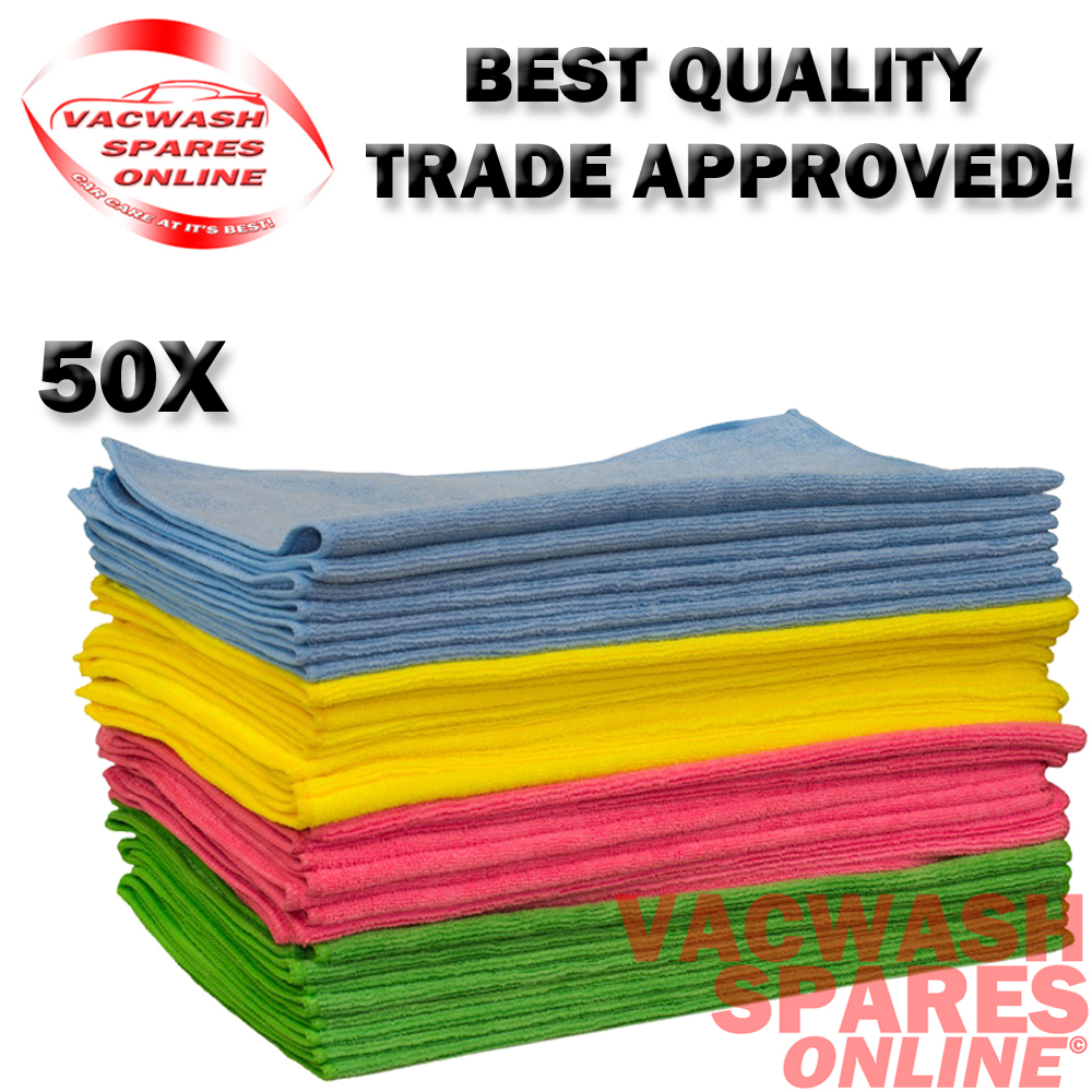 50 MICROFIBRE CLOTHS 40X40CM BUFFING & DRYING MULTI PURPOSE CLEANING WASHABLE