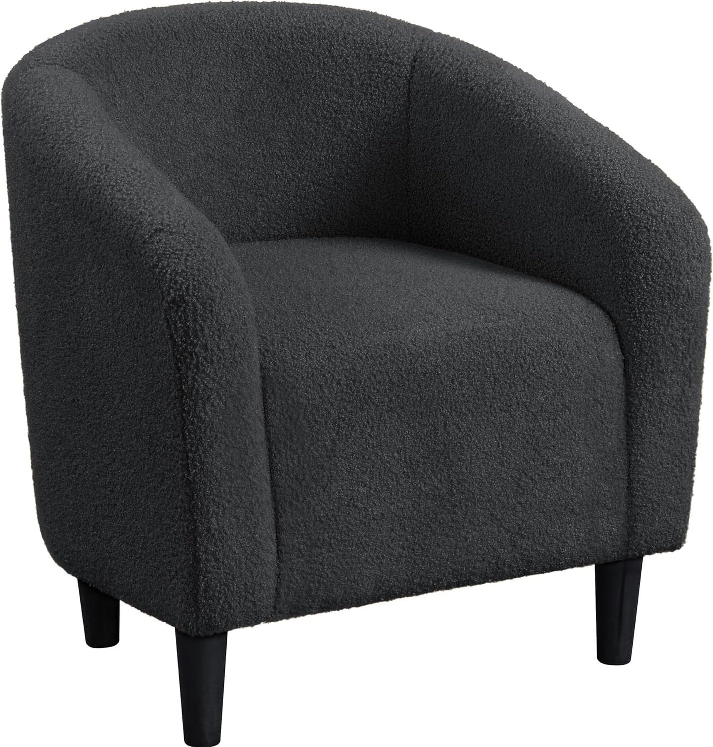 Accent Barrel Chair Boucle Fabric Club Chair Furry Sherpa Elegant Armchair W/