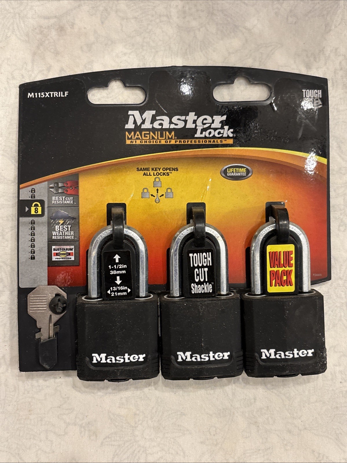Master Lock Heavy Duty Outdoor Covered Padlock with Key, 1-3/4” X 1-1/2” 3 Pack