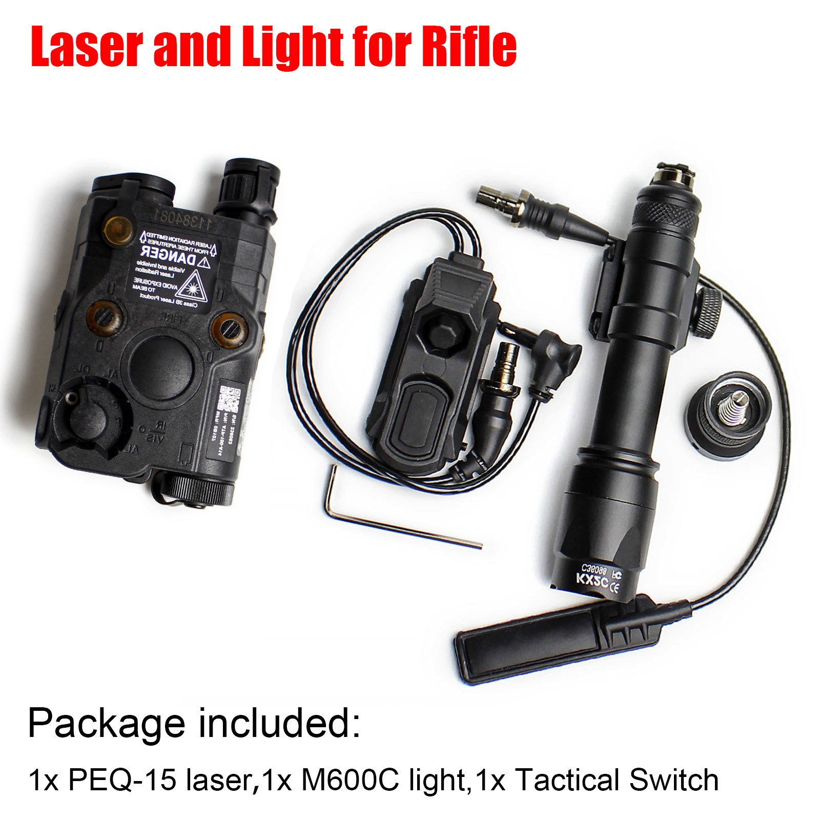 PEQ-15 IR Aiming Sight Red/Green Laser + M600C LED Flashlight + Tactical Switch