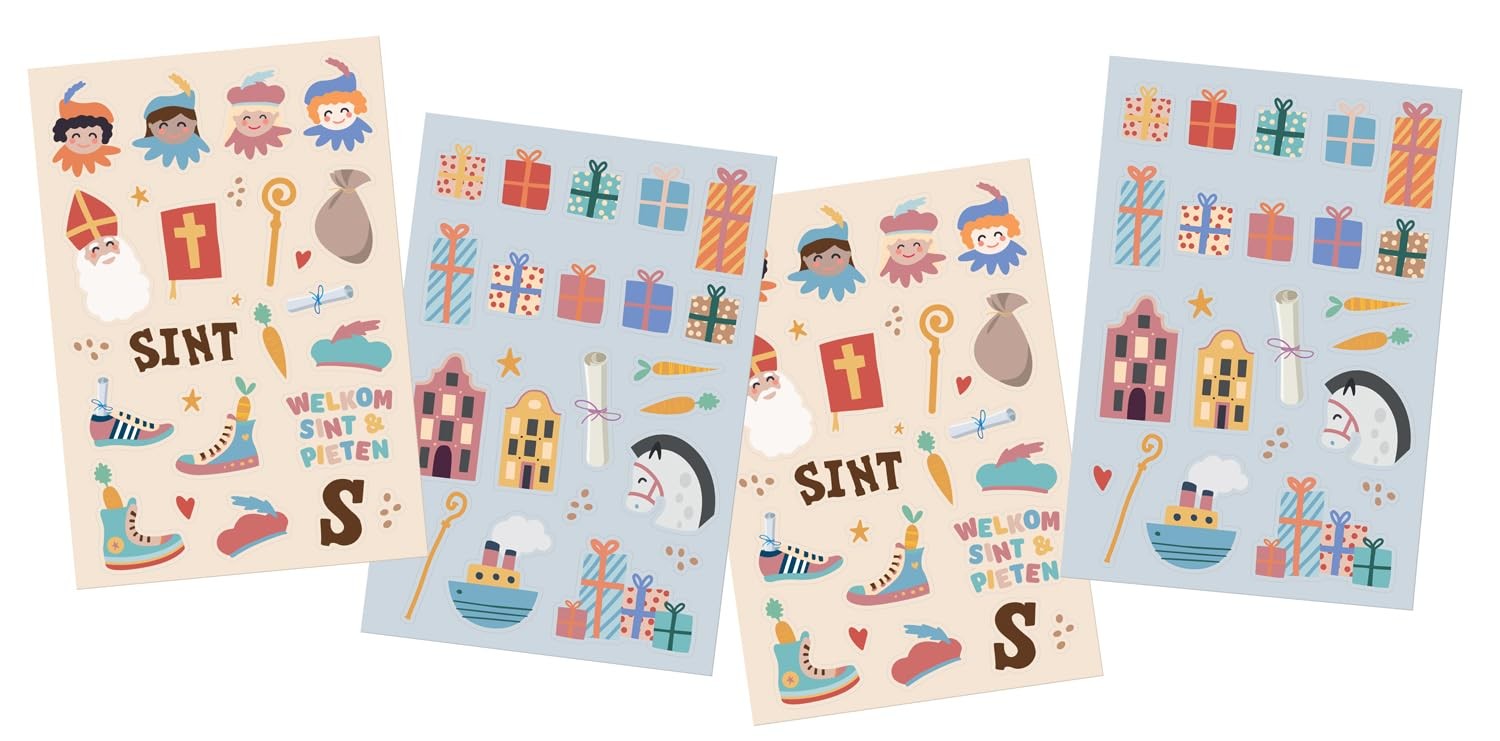 Folat 65716 Sankt Nikolaus Kinder Dekoration-Aufkleber Sinterklaas-Charaktere-Si