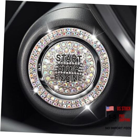 2PCS Rhinestone Push Start Button Cover Bling Car Accessories for Colorful