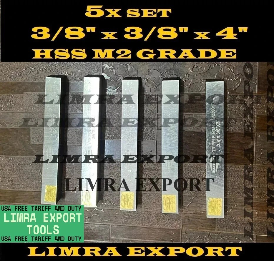 5 PCS SET 3/8" x 3/8" x 4" HSS Square Tool Bit M2 Grade Lathe Fly Cutter