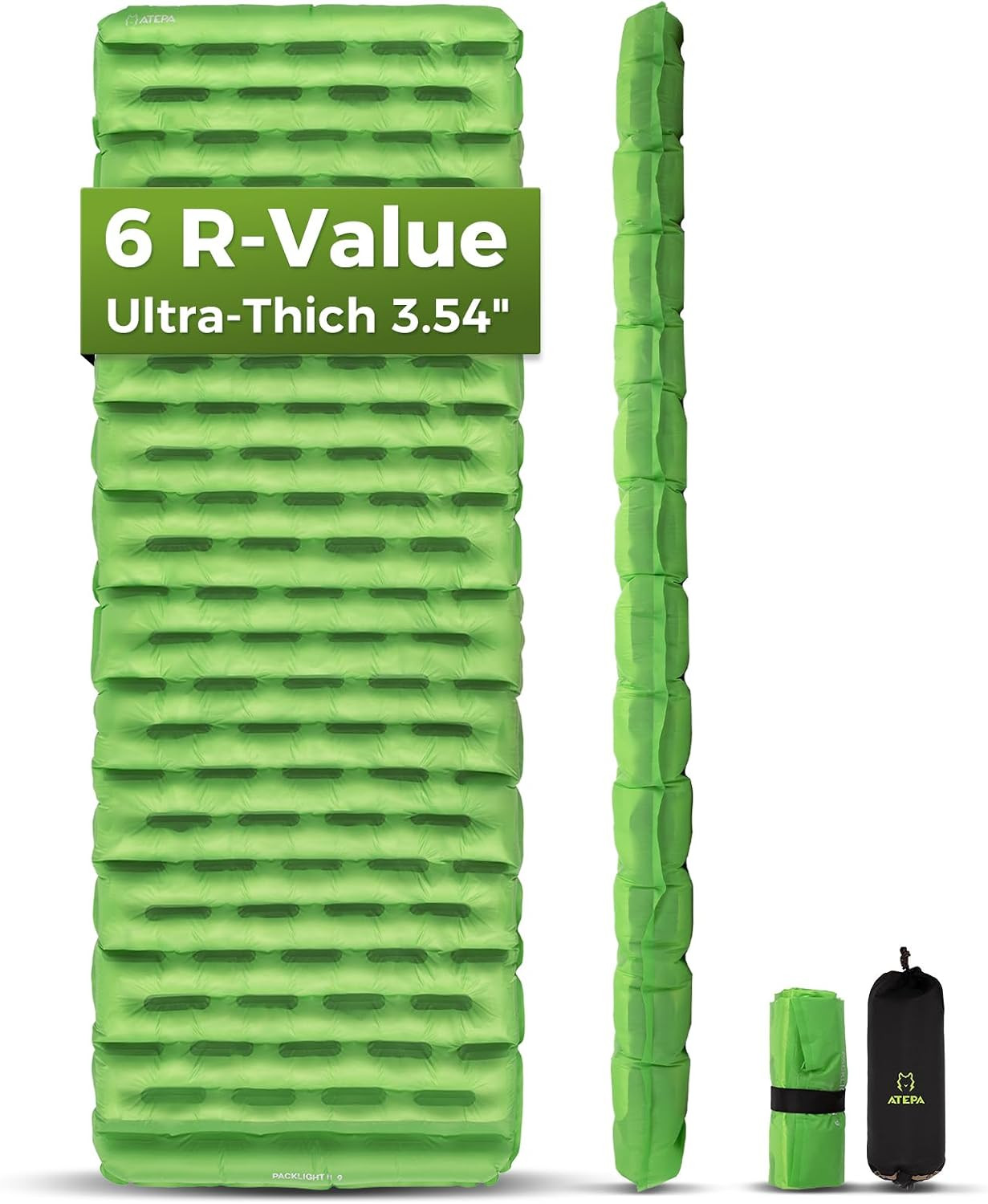 Thermair Backpacking Sleeping Pad, 6 R-Value Insulated Air Mattress | Inflatable