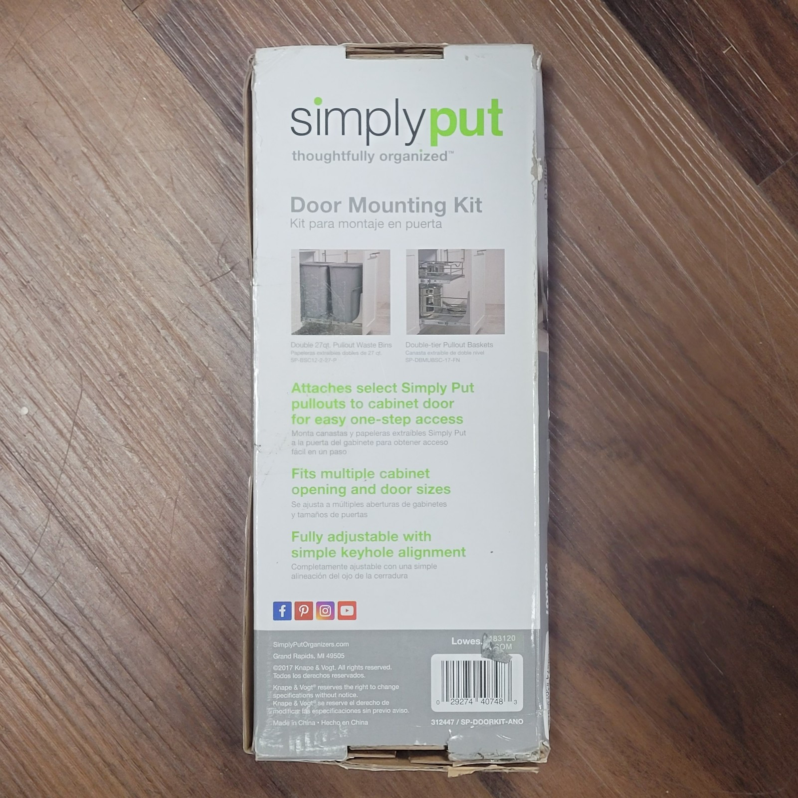 Simply Put Platinum Frosted Nickel Door Mount Kit for Pull Out Baskets and Wa...