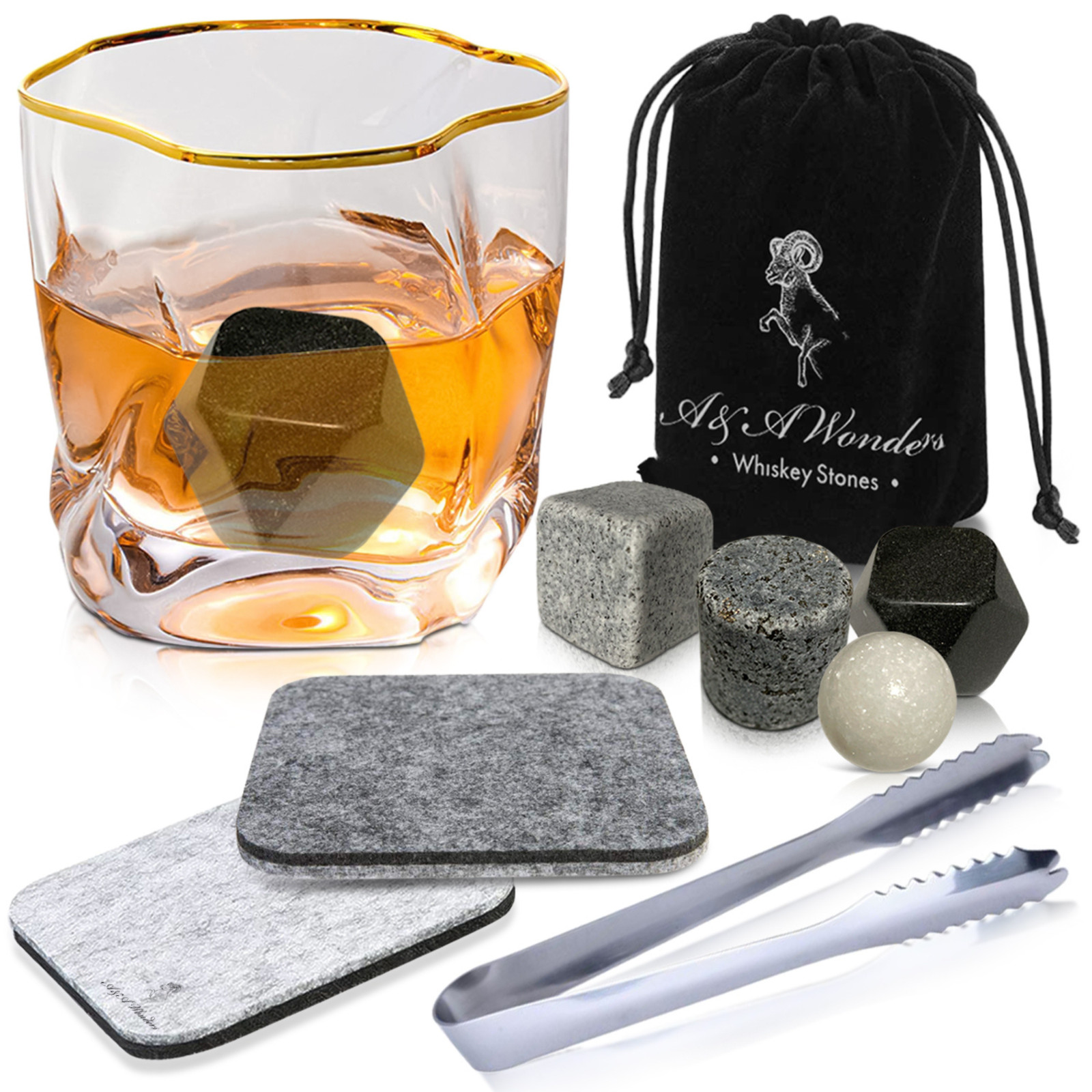 Whiskey Stones Set of 4 Geometrical shapes Whiskey Rocks Chilling Stones Reusabl