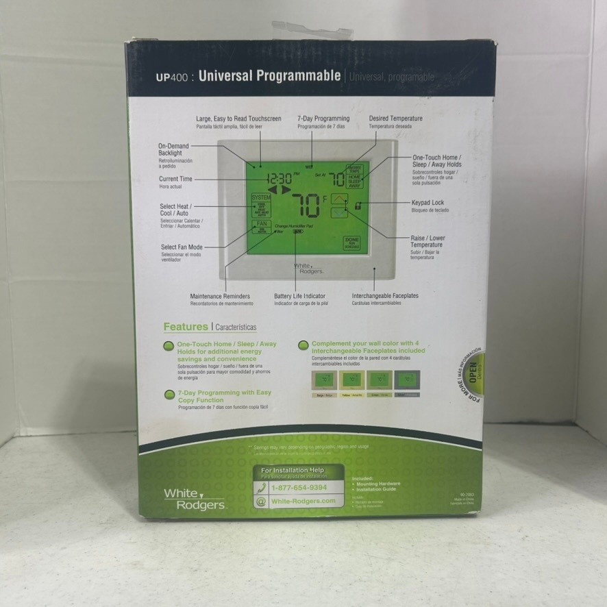 White Rodgers UP400 Universal Programmable Touchscreen Thermostat 7 Day