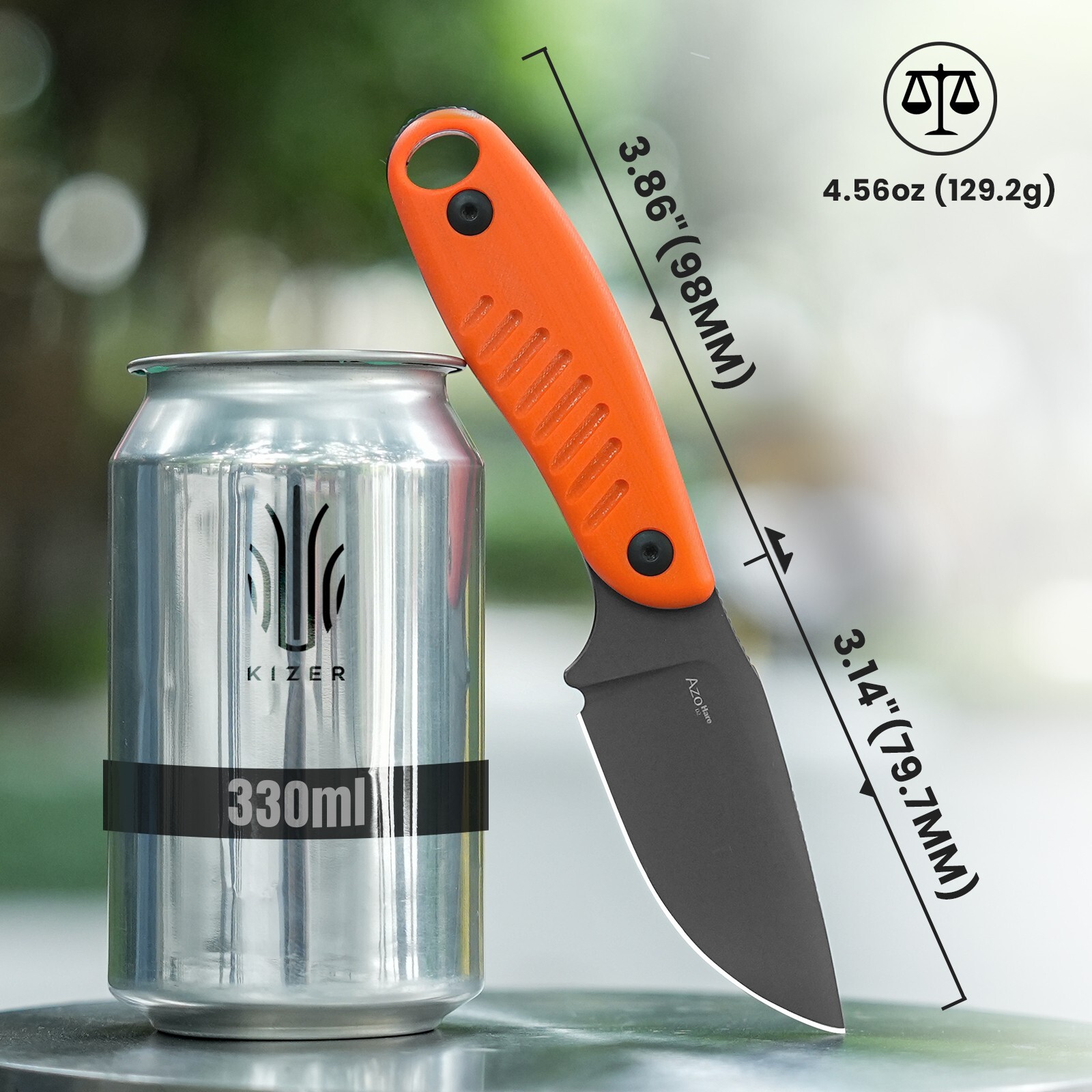 Kizer Clip point Fixed Blade Knife Hare Nitro-V/D2 Steel G10 Handle With Sheath