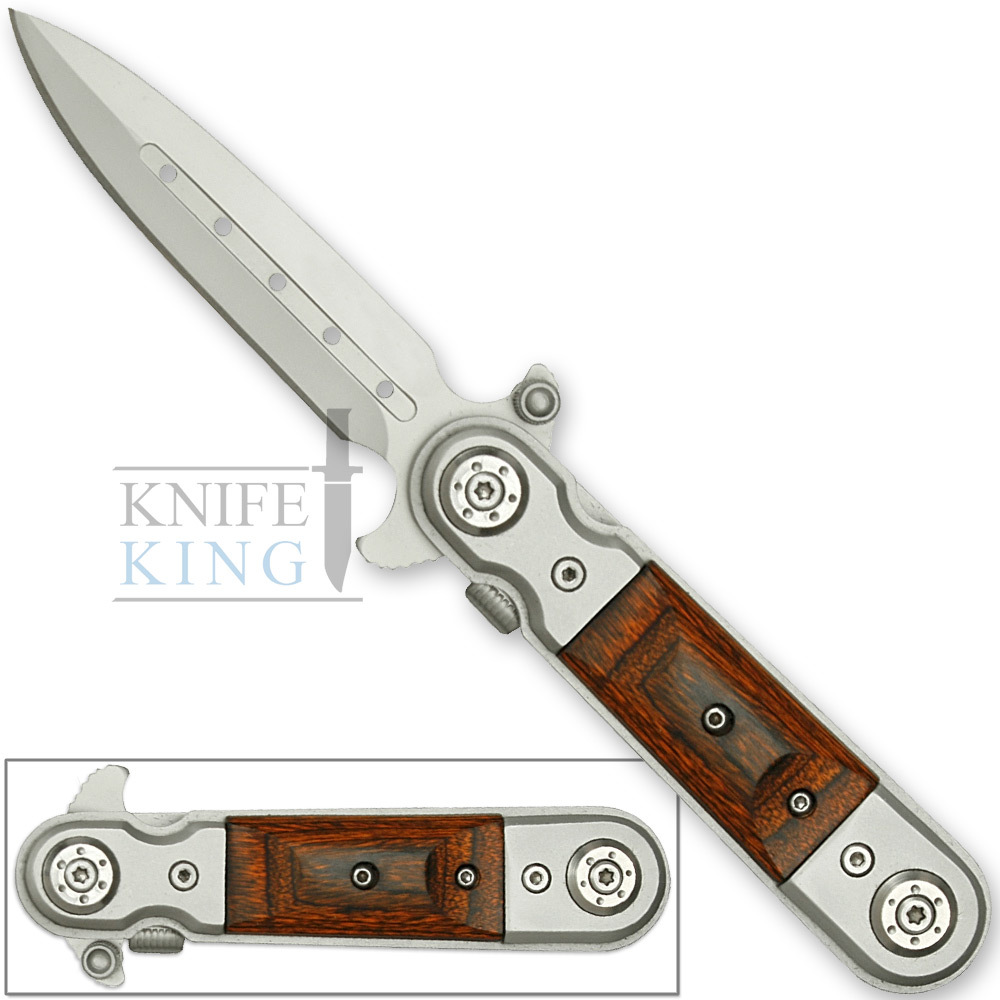 Gentle mansTactical CLASSIC Italian Style Spring Assisted Knife WOOD GRIPS Sharp