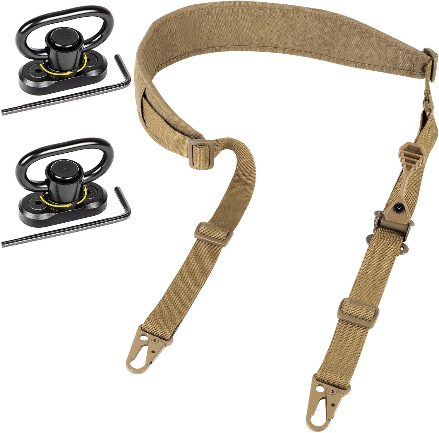 2 Point Rifle Sling, QD Swivel Quick Adjust Gun Sling with HK Hook