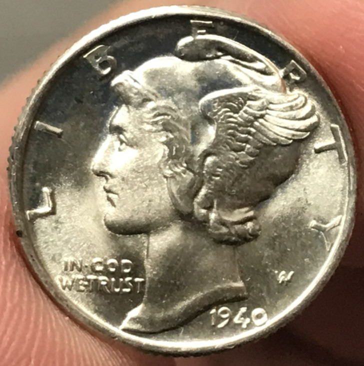 1940 10C Silver Mercury Dime Uncirculated