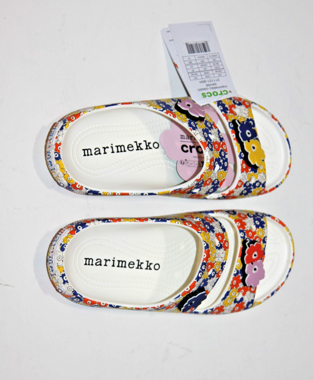 CROCS MARIMEKKO CLASSIC SLIDES SANDALS FLORAL JIBBITZ SIZE WOMEN 8 MEN 6  W8/M6