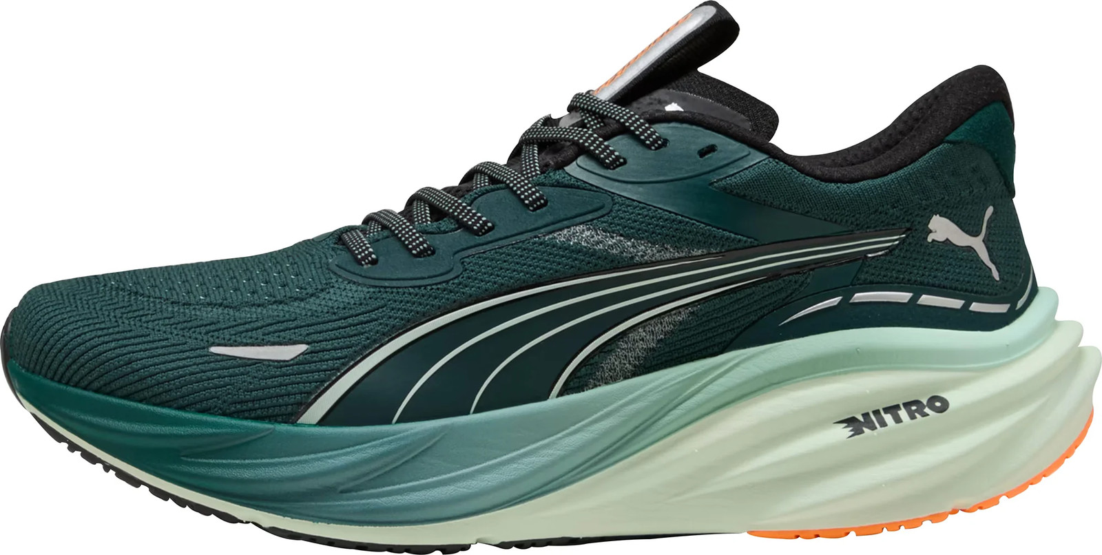 Puma Magnify Nitro 3 Mens Running Shoes Green Cushioned Comfort Sports Trainers