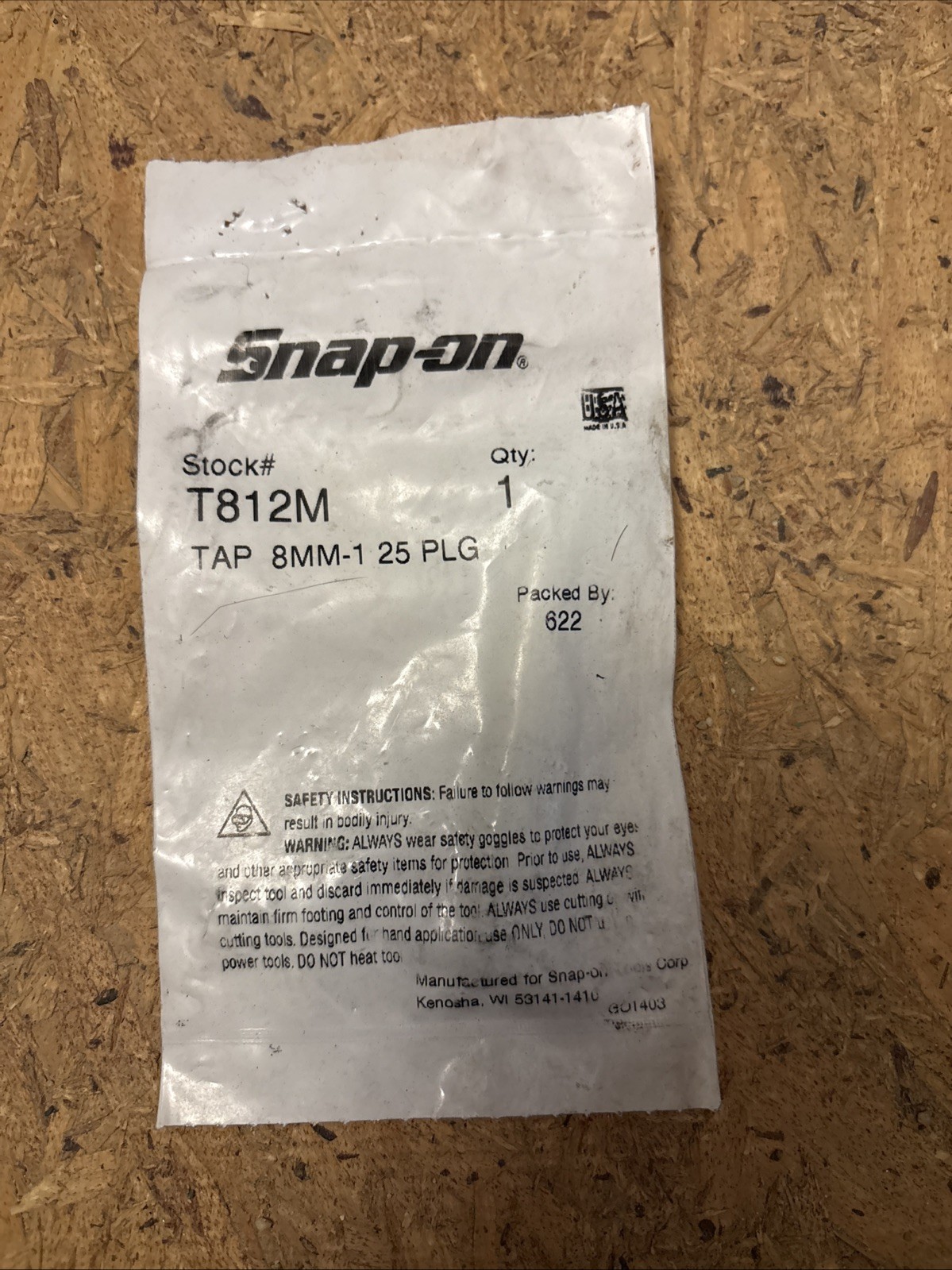 Snap On M8 X 1.25 Double Hex Tap T812M