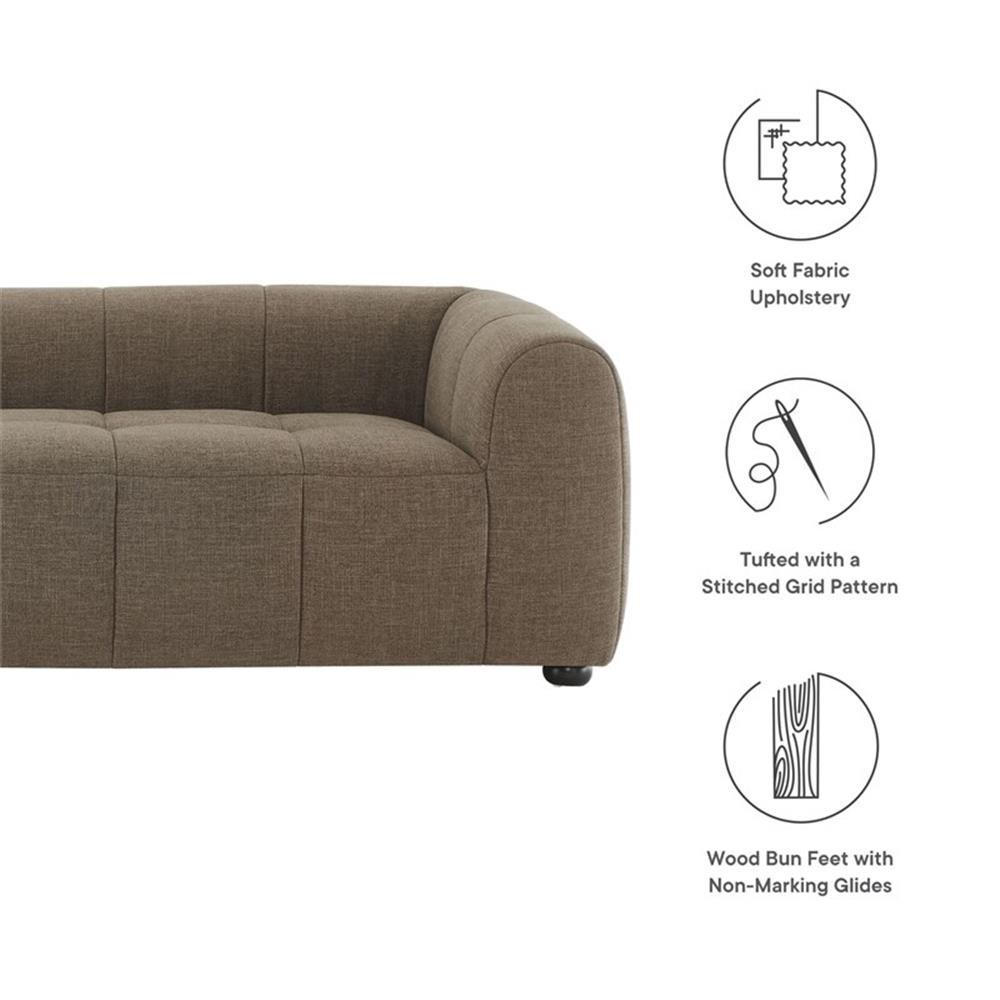 Maklaine Contemporary Dense Foam Padding Upholstered Fabric Sofa in Mocha
