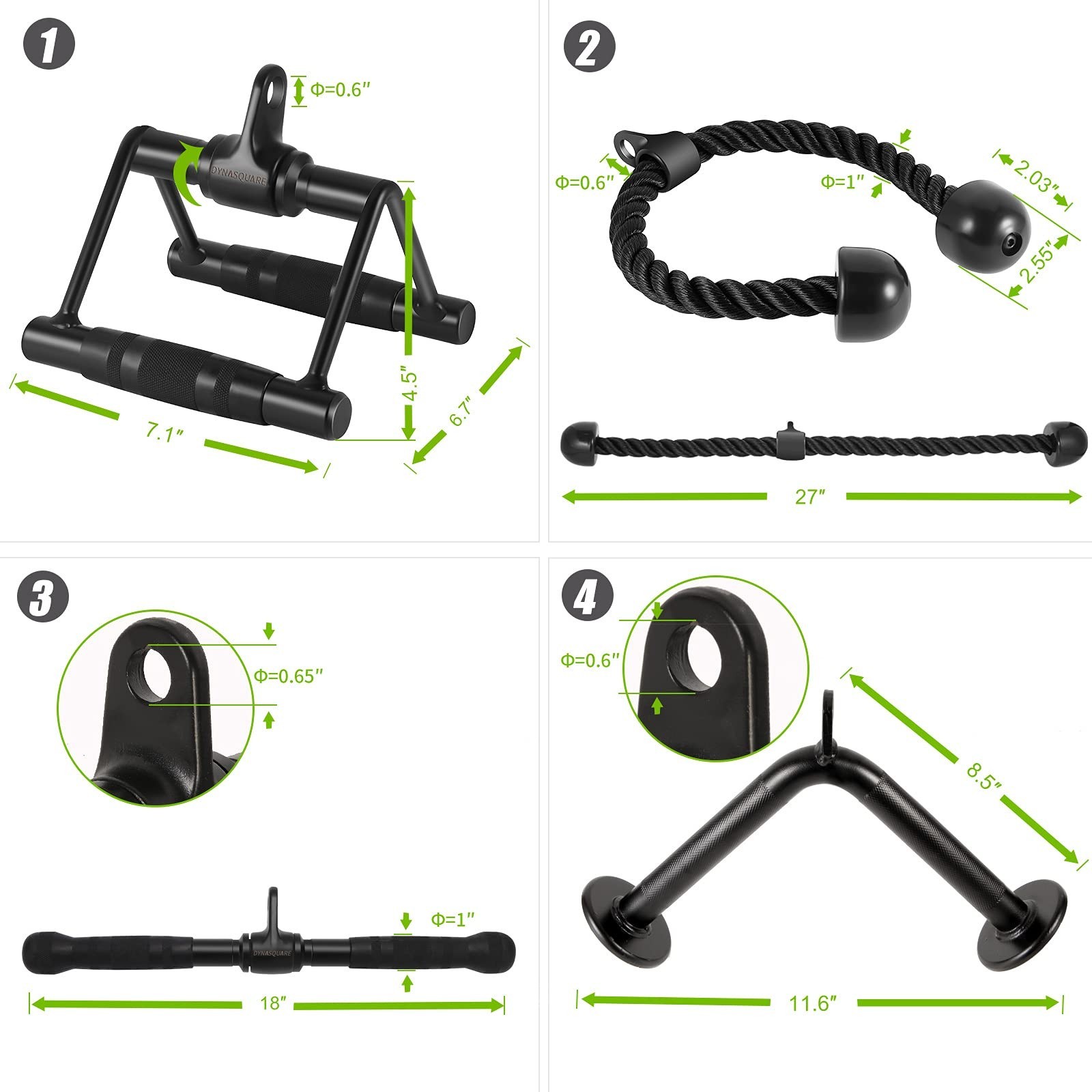 Cable Machine Attachments Combo, Heavy Duty Solid Steel LAT Pulldown Attachme...