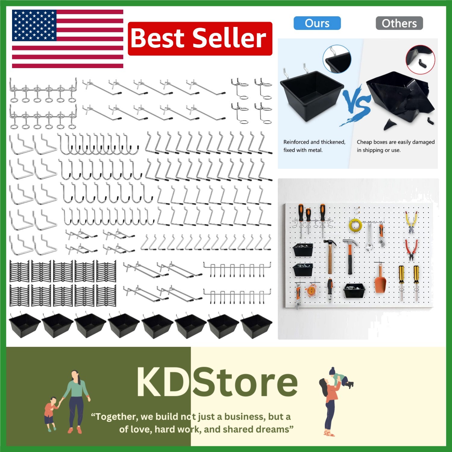 258PCS Heavy-Duty Pegboard Hooks & Organizer Kit for Ultimate Tool Storage