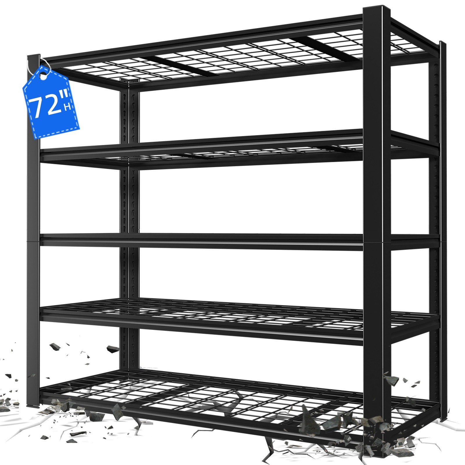 24" D x 59" W x 72" H  Garage Shelving Heavy Duty  5 Tier Metal Storage Shelves