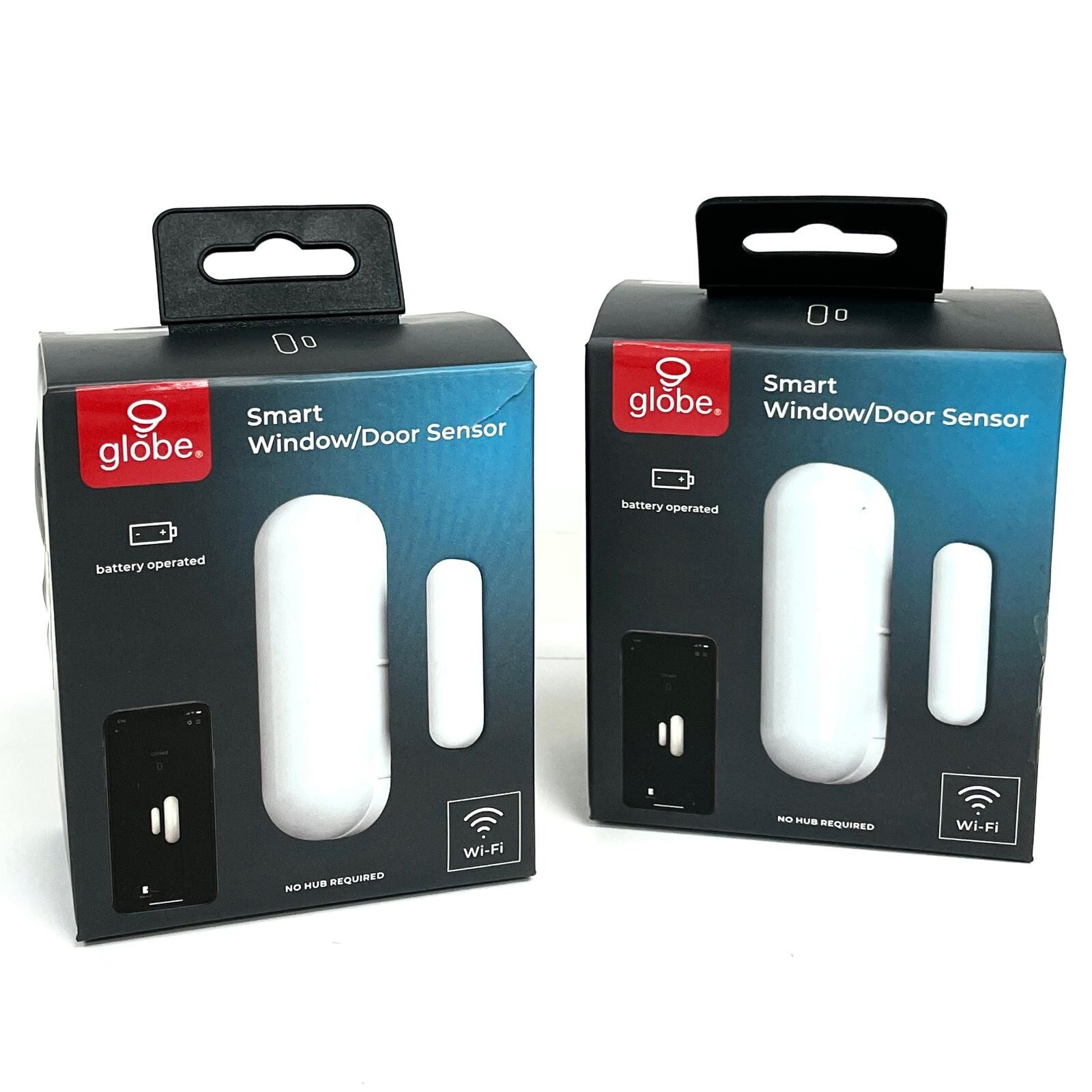 (2-Pack) Globe Smart Door & Window Sensor Wi-Fi Voice Activated -NO Hub Required