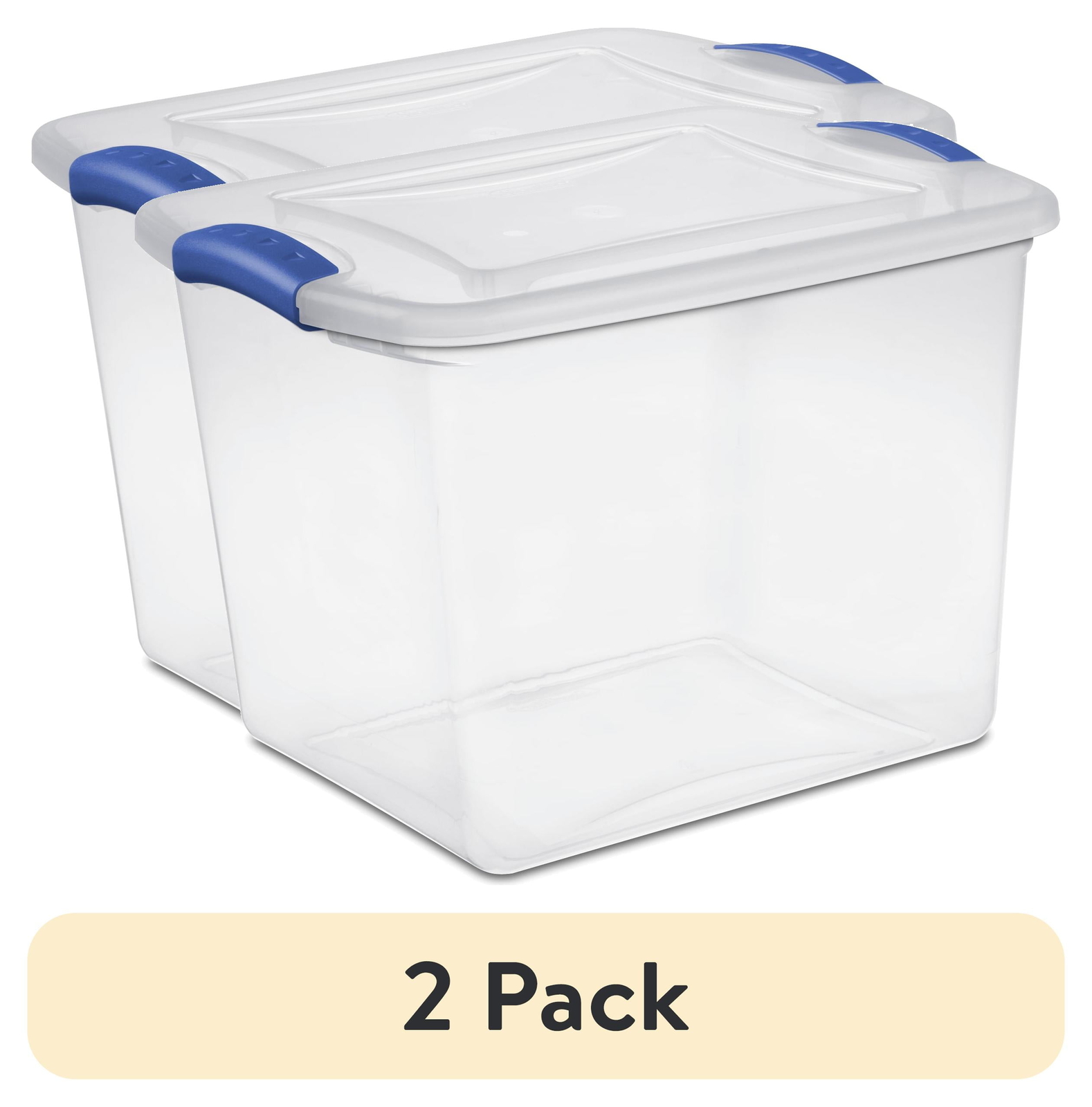 (4 pack) 27 Quart Clear Plastic Storage Container with Latch Lid, Blue