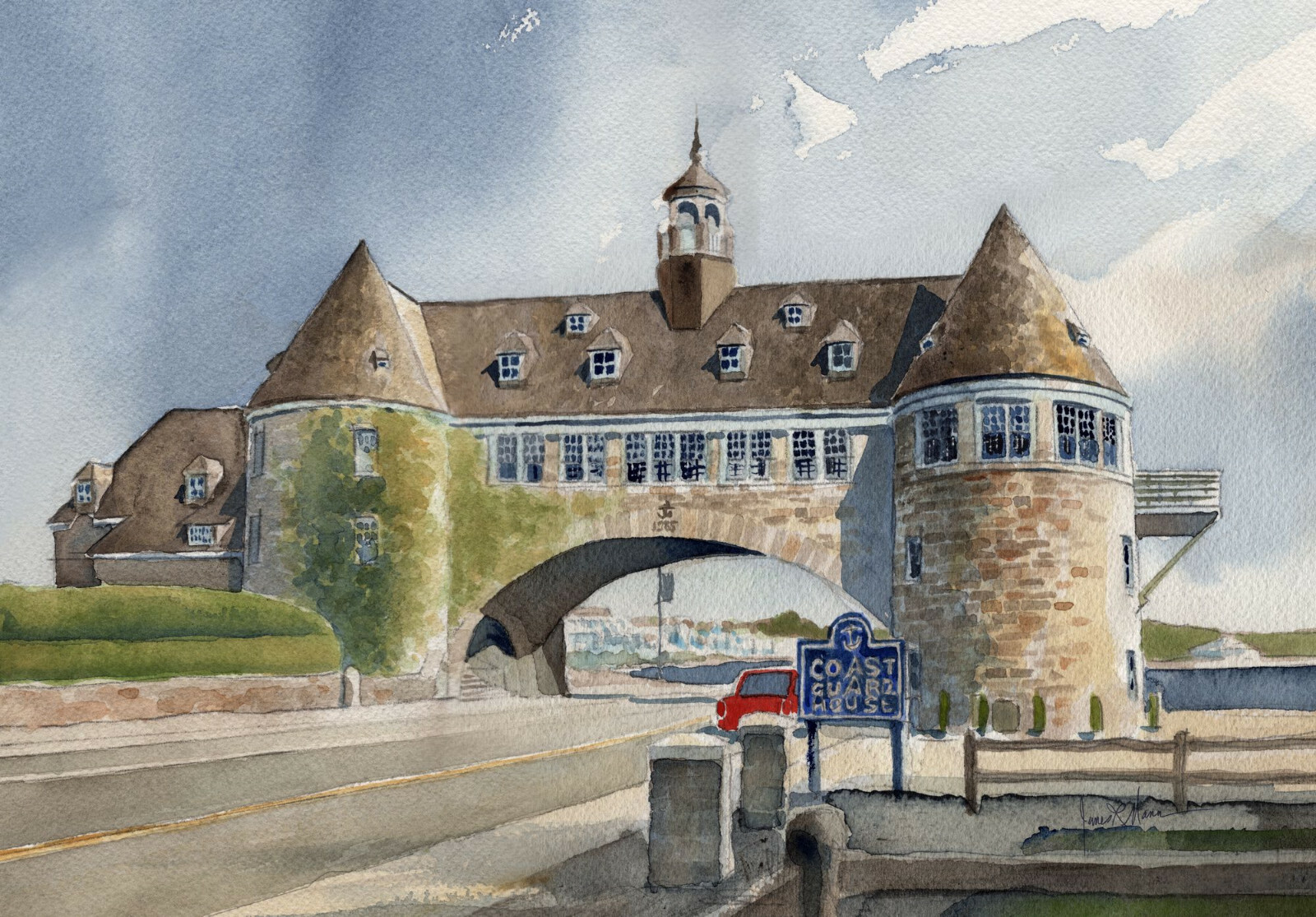 The Towers of Narragansett, Rhode Island. James Mann Watercolor Art Notecards