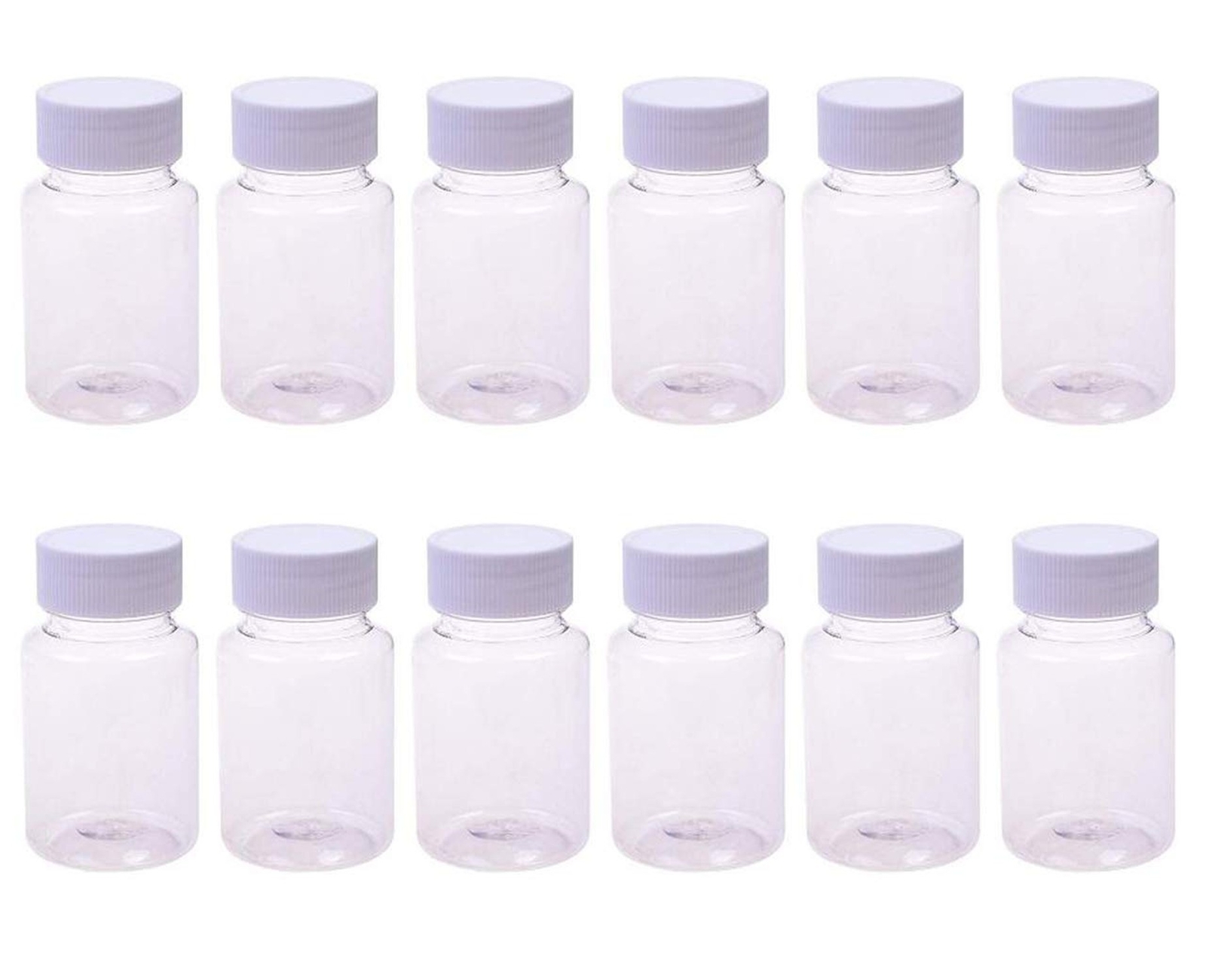 12PCS Clear Empty Portable Thicken Plastic Bottles Case with White Screw Cap ...