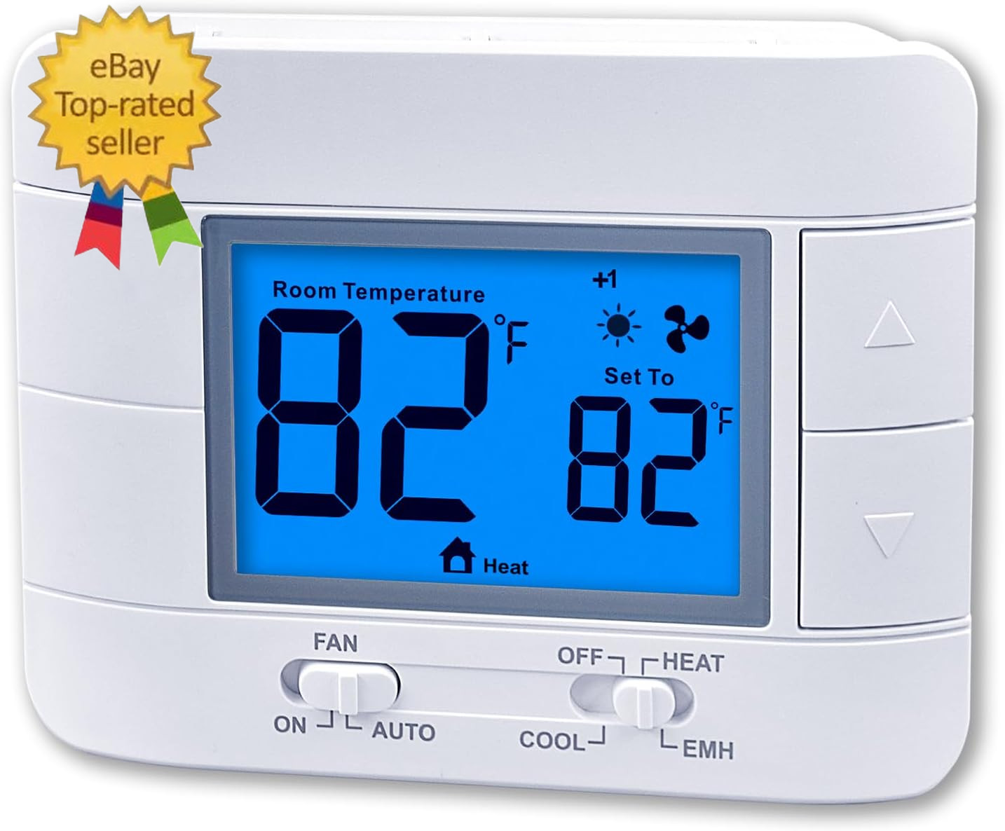 Thermostat Non Programmable Heat Pump Thermostat for House 2H/1C, with Large LCD
