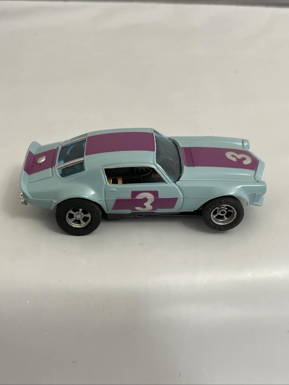 Vintage Aurora AFX Light blue/purple #3 CHEVY CAMARO Z-28 HO Scale Slot car