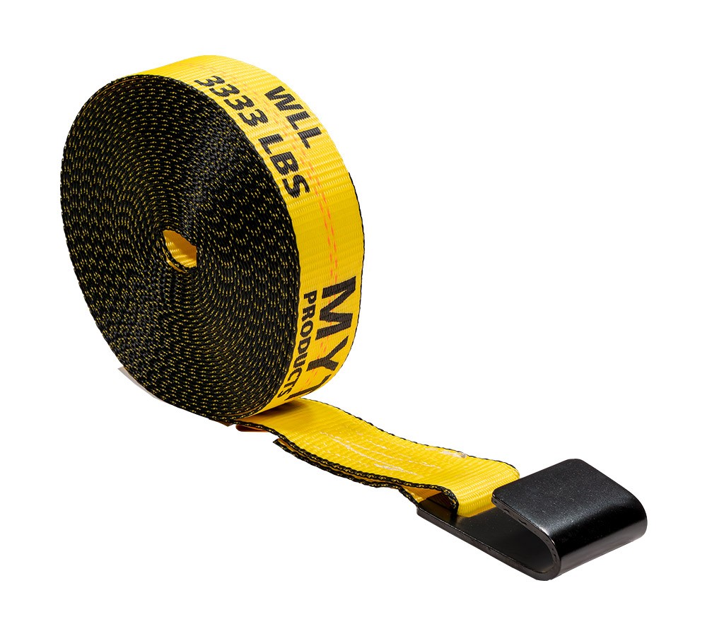 2"x40' Heavy Duty Yellow Winch Straps Tie Down w/Flat Hook WLL# 3,333 lbs