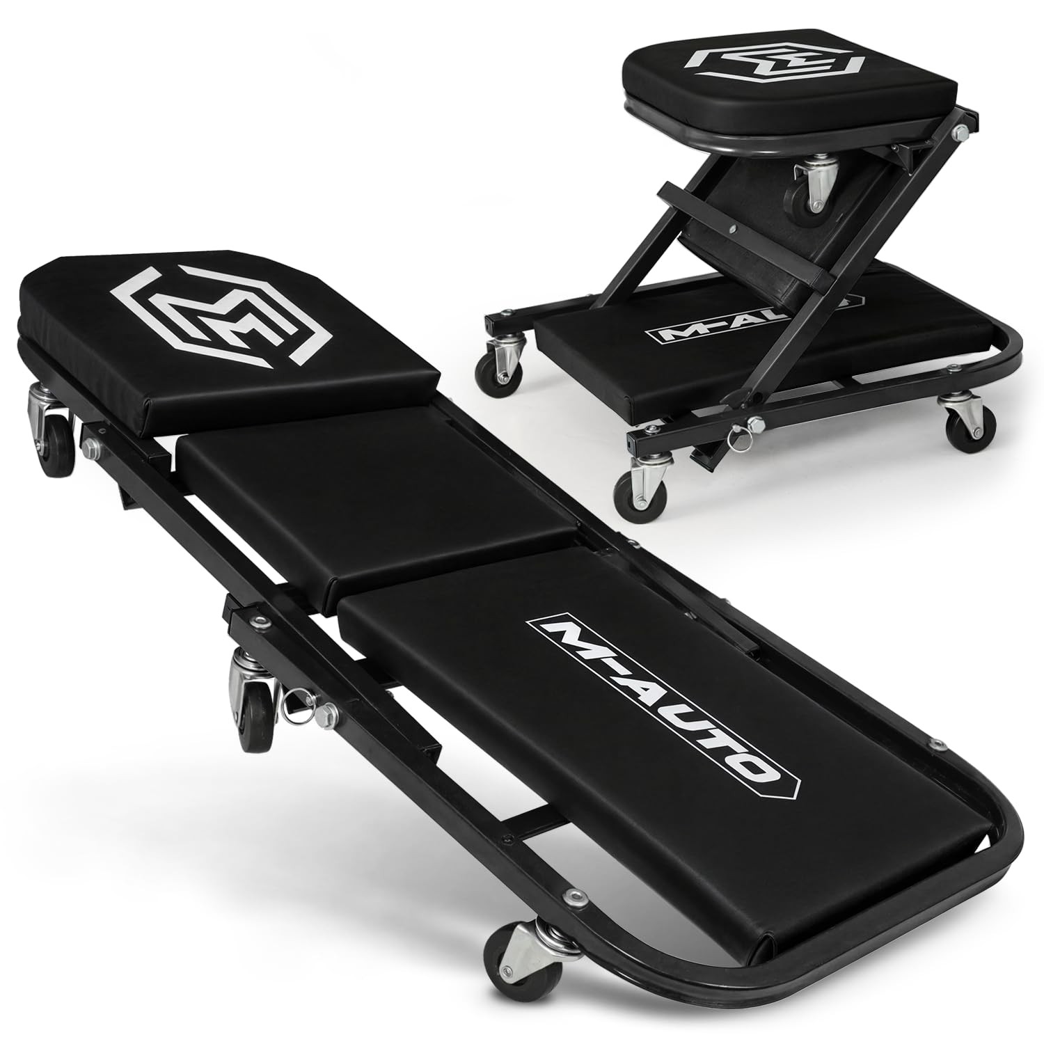 MAUTO Foldable Z Creeper 2in1 Rolling Folding Car Creeper & Seat, 36" Adjusta