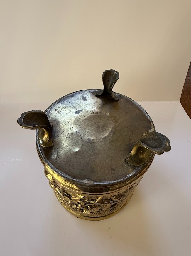 Vintage Peerage Embossed Brass Footed Planter Made in England
